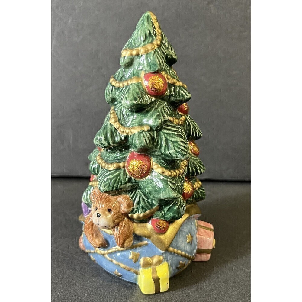 Fitz and Floyd Christmas Tree Salt Pepper Shaker Holiday Ceramic Vintage 1994